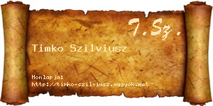 Timko Szilviusz névjegykártya